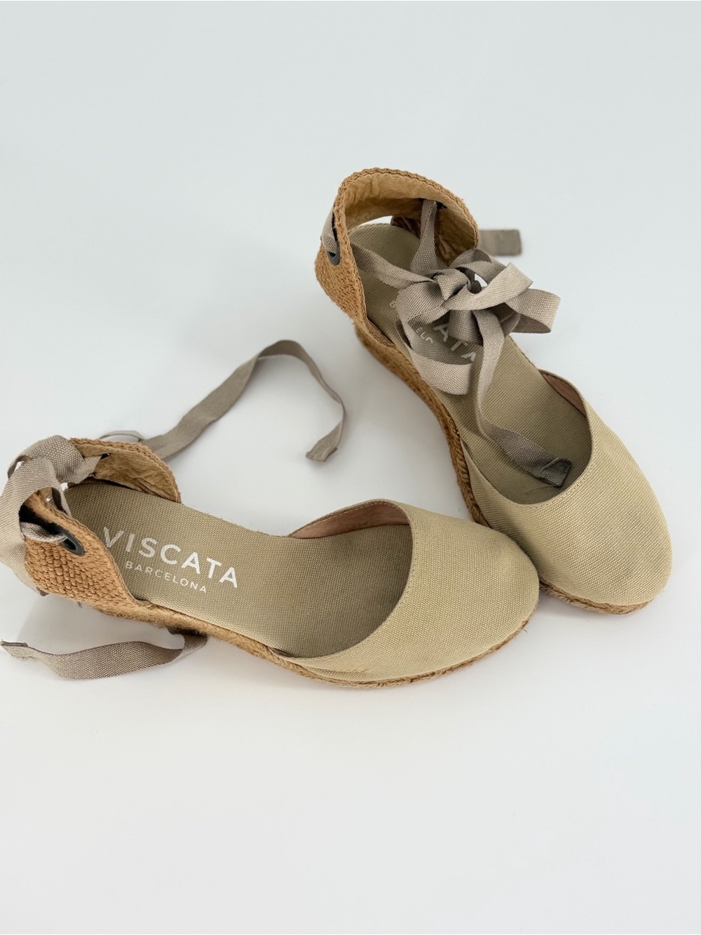 Viscata Barcelona Women's Beige Espadrille Wedge 37 US 6.5-7 *READ*
